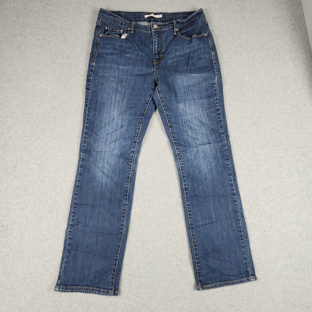 Levi's 505 Straight Jeans Womens 10 Blue Denim Whiskering‎ Mid Rise Medium Wash